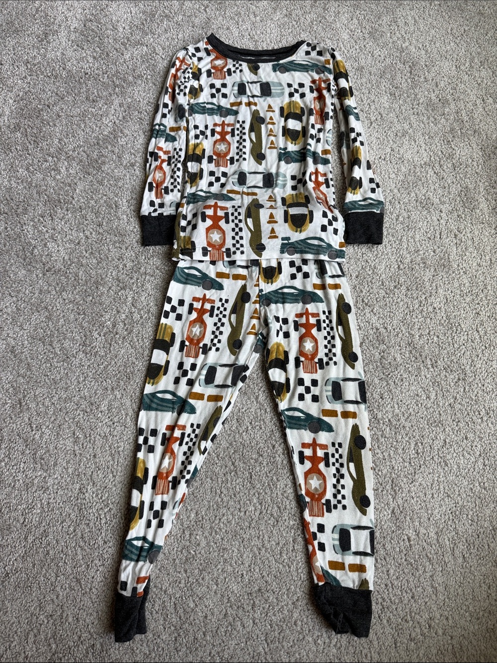 Neutral Patterned Cotton Top with Rust Star Accent